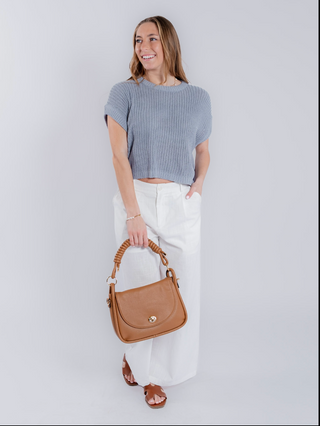 Classic Faux Leather Crossbody Bag with Coiled Shoulder Strap