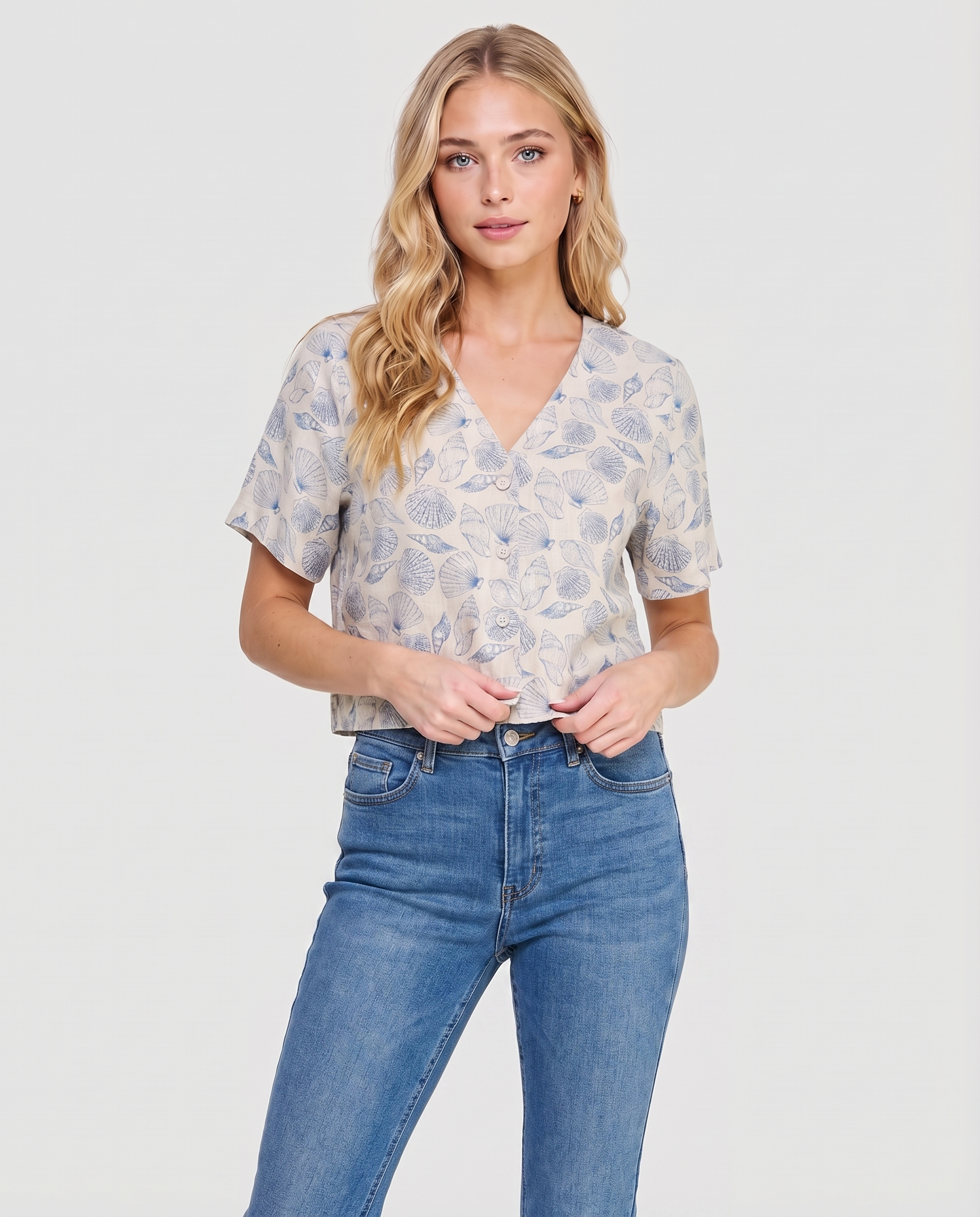 Seashell Breeze Button Top