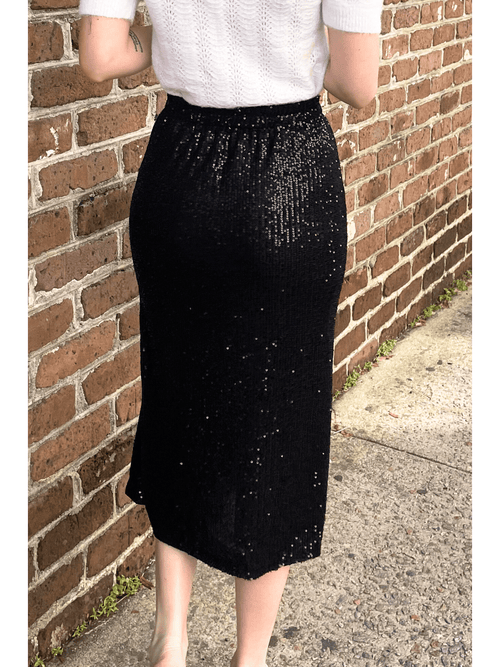 Sequin Side Slit Mid Skirt
