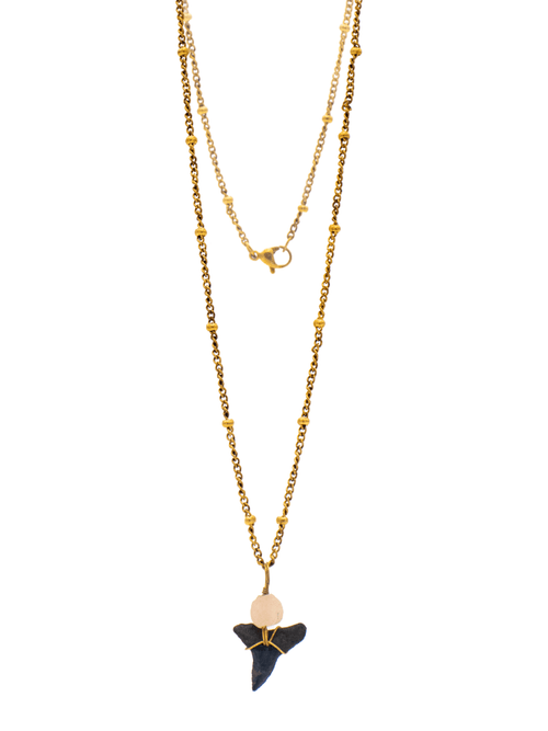 White Bead Shark Tooth Necklace
