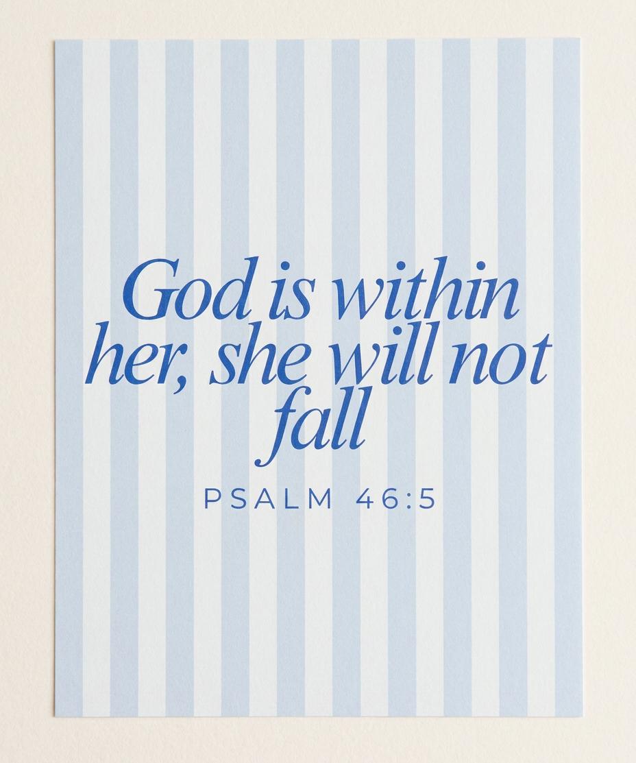 She Will Not Fall Scripture Print Artwork – Faith Wall Art Gift for Women (detail view 2)