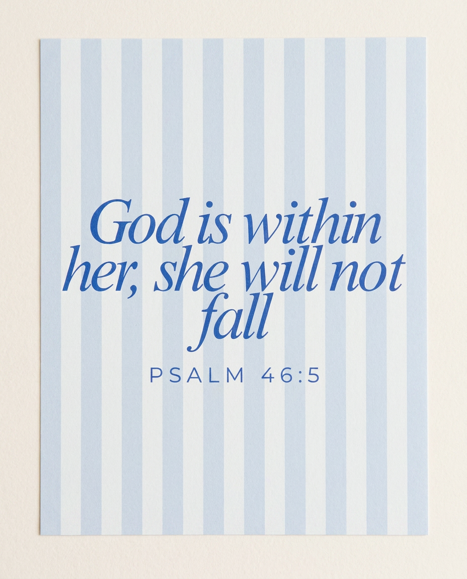 She Will Not Fall Scripture Print Artwork – Faith Wall Art Gift for Women (detail view 2)