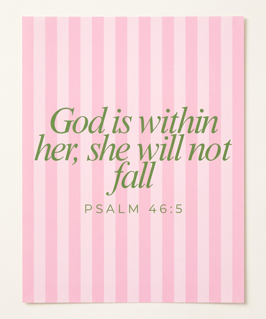 She Will Not Fall Scripture Print Artwork – Faith Wall Art Gift for Women (detail view 4)