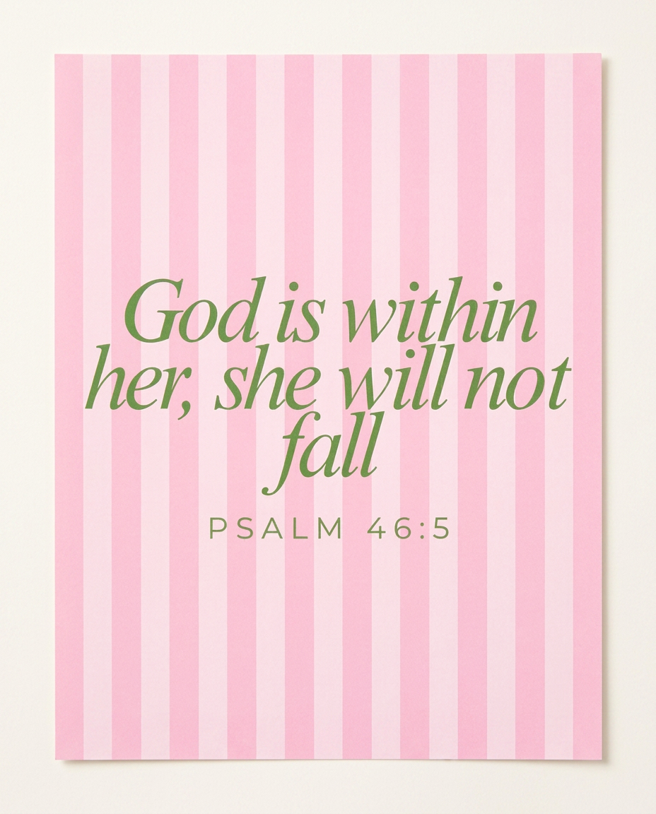She Will Not Fall Scripture Print Artwork – Faith Wall Art Gift for Women (detail view 4)