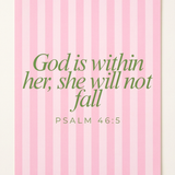 She Will Not Fall Scripture Print Artwork – Faith Wall Art Gift for Women (detail view 4)