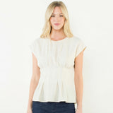 Sculpt Pintuck Short Sleeve Blouse
