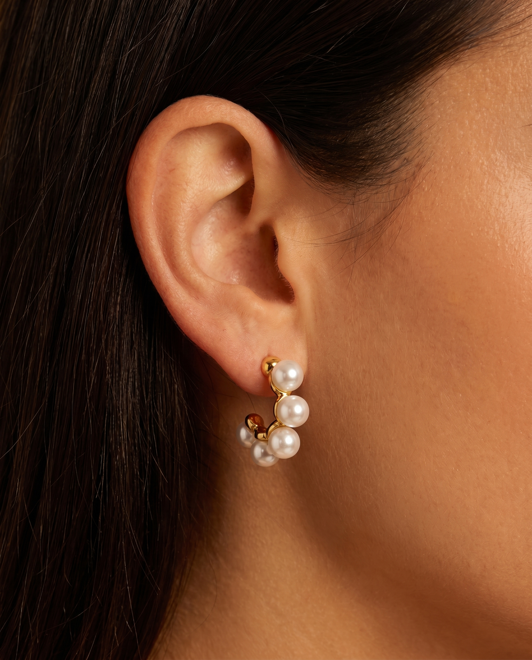 My Sister's Cottage | Waterproof | Simulated Pearl Open Hoop Earrings (detail view 2)