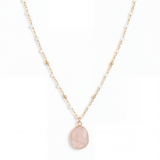 Natural Stone Pendant Glass Bead Necklace — Boho Layering Necklace (4 Colors) (detail view 3)