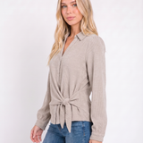 Striped Wrap Tie Blouse (detail view 2)