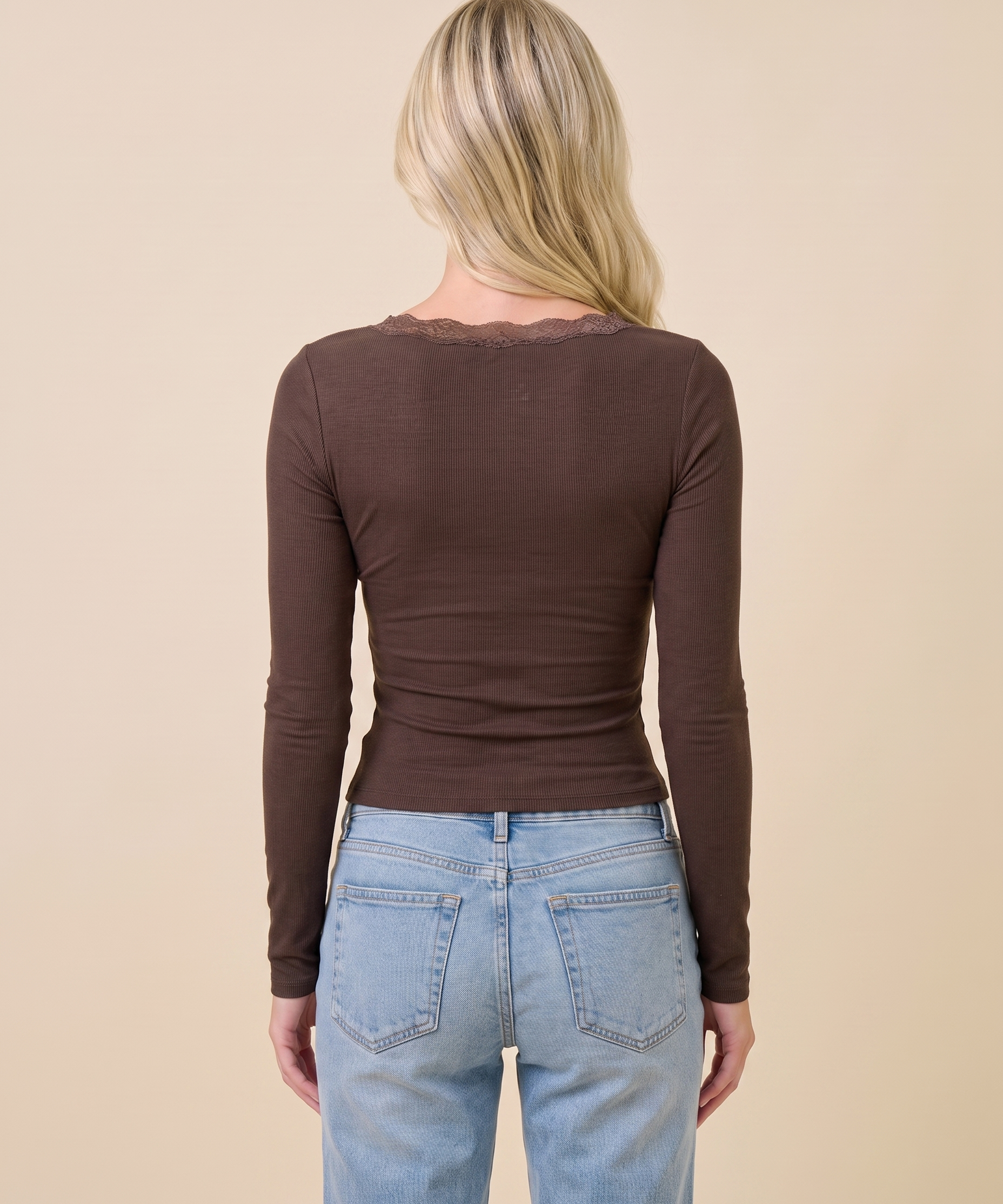 Sweetheart Lace Henley Top