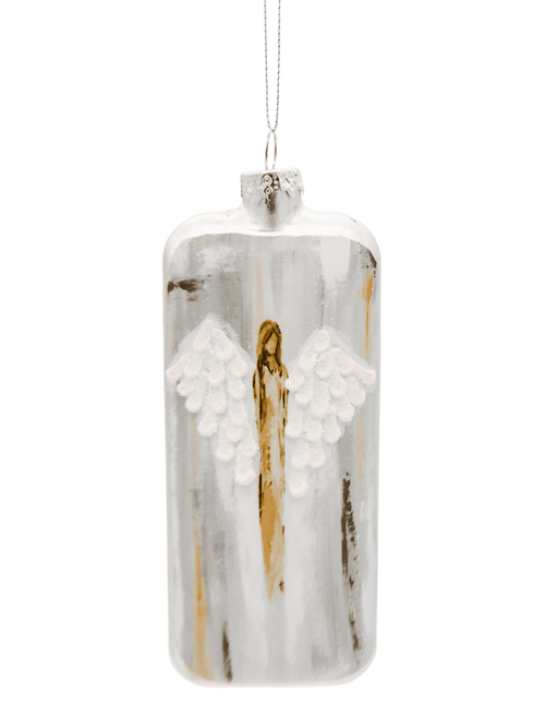 Brown Glass Rectangle Angel Ornament