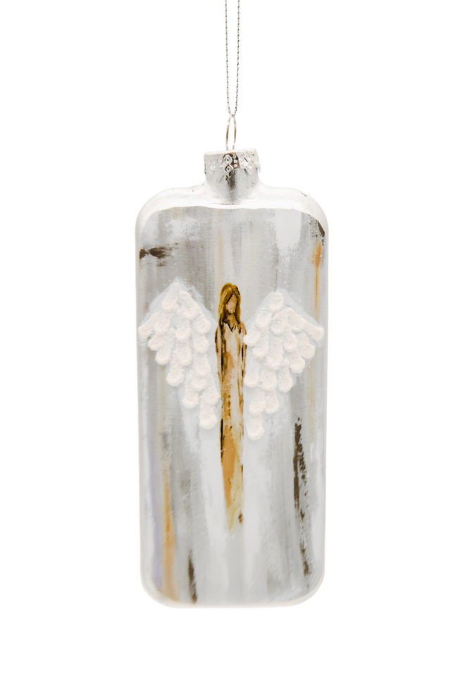 Brown Glass Rectangle Angel Ornament