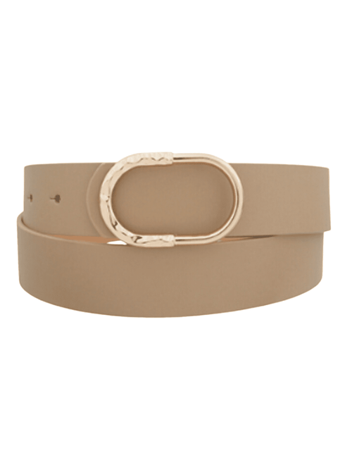 Taupe Hammered Oval Buckle Belt