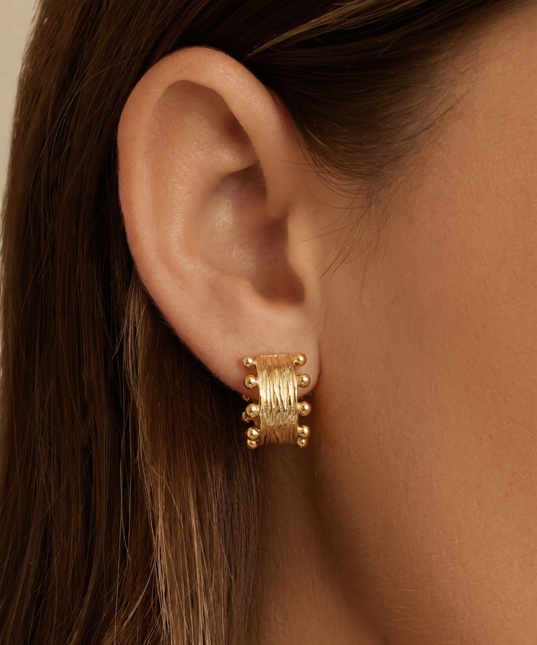 My Sister's Cottage | Waterproof | Textured Ball Hoop Earrings (detail view 2)