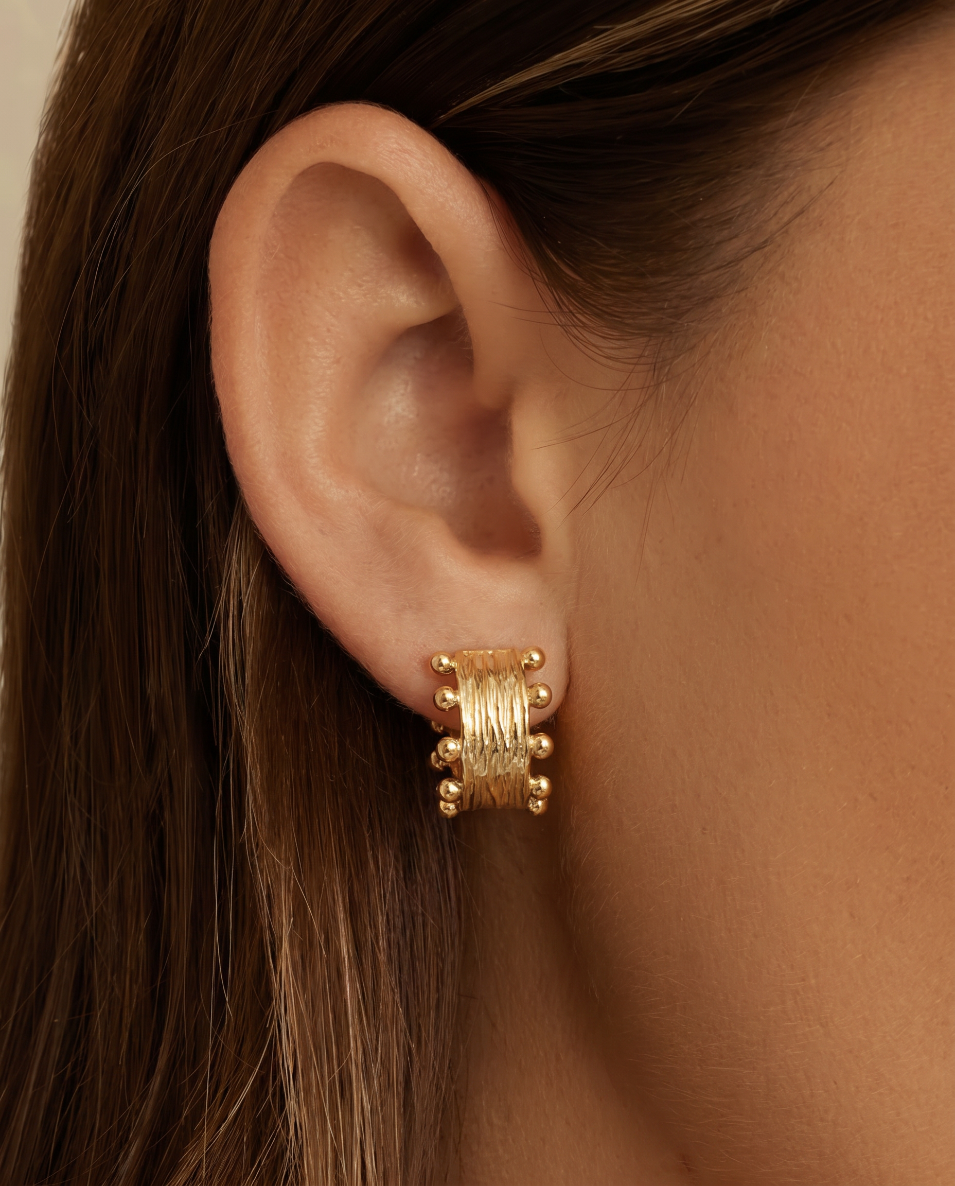 My Sister's Cottage | Waterproof | Textured Ball Hoop Earrings (detail view 2)