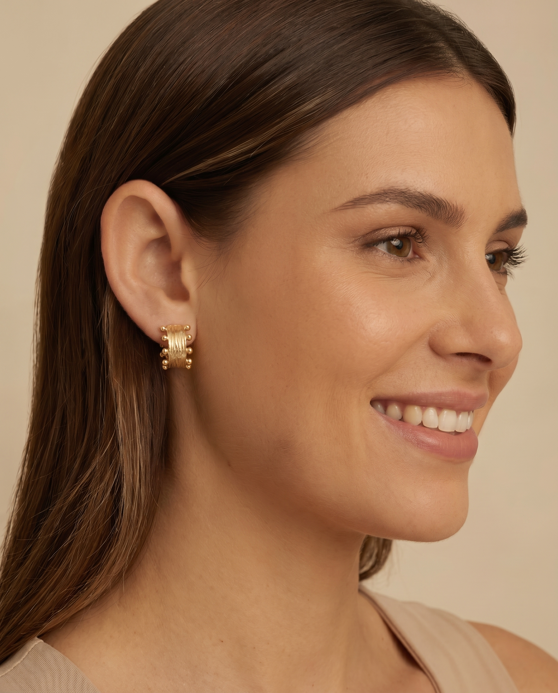 My Sister's Cottage | Waterproof | Textured Ball Hoop Earrings (detail view 3)