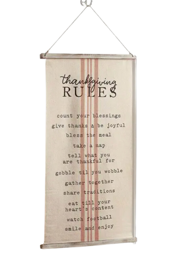 Thanksgiving Double-Sided Holiday Rules Fabric Hanger