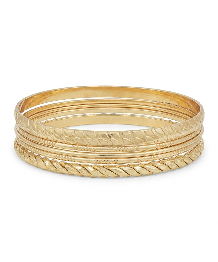 Luxe Layered Chain Bangles – Stackable Gold Chain Bracelet Set