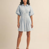 The Sky Stripe Pleated Mini Dress (detail view 3)