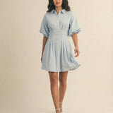 The Sky Stripe Pleated Mini Dress