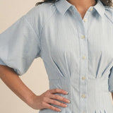 The Sky Stripe Pleated Mini Dress (detail view 4)