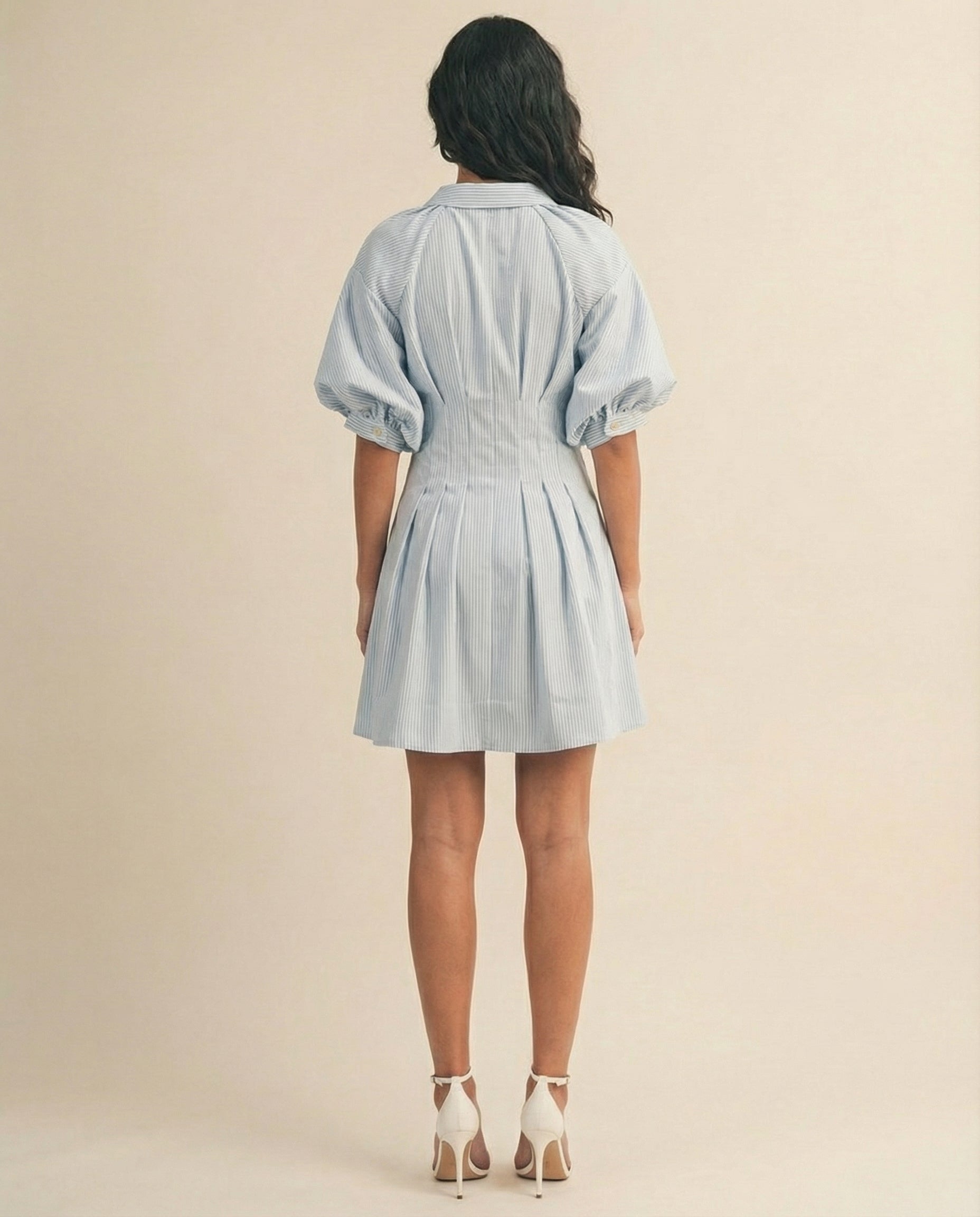The Sky Stripe Pleated Mini Dress (detail view 2)