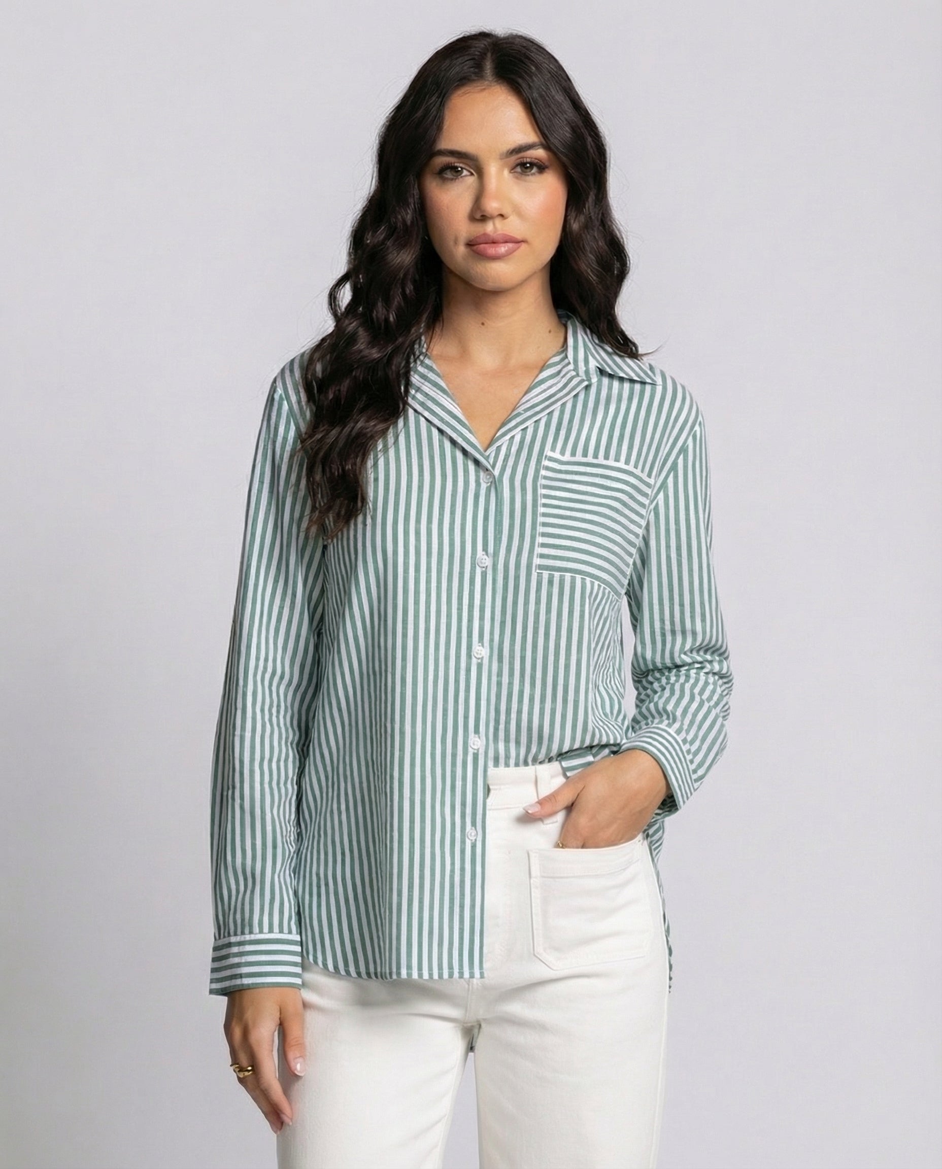 The Lucky Stripe Cotton Button-Up