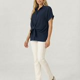 Tie Front Button Down Blouse