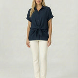 Tie Front Button Down Blouse