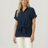 Tie Front Button Down Blouse