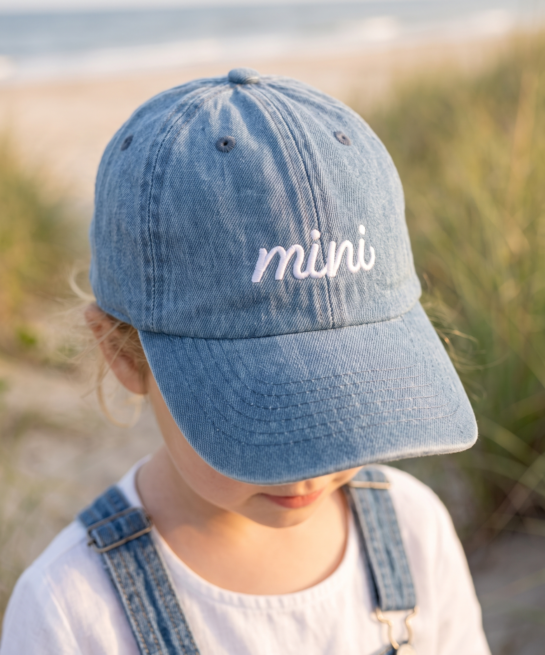 Toddler & Kids "Mini" Embroidered Denim Baseball Hat - Adjustable