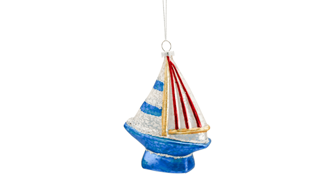 USA Glass Sailboat Ornament