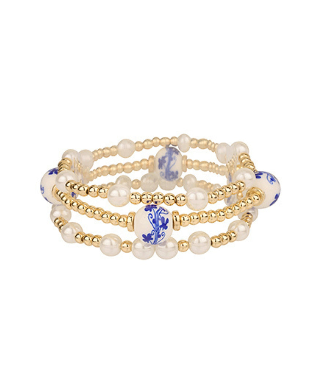 Blue and White Stationed Bracelets