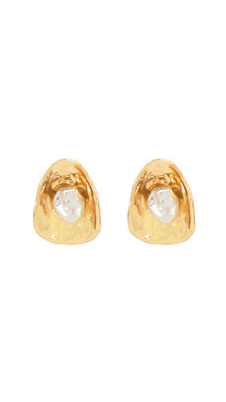 Organic Oval and Pearl Earrings