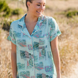 Charleston Scene Button Down Pajama Top