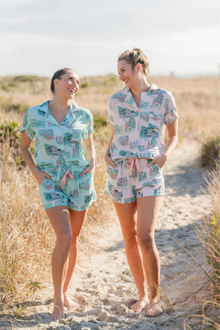 Charleston Scene Button Down Pajama Top