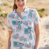 Charleston Scene Button Down Pajama Top