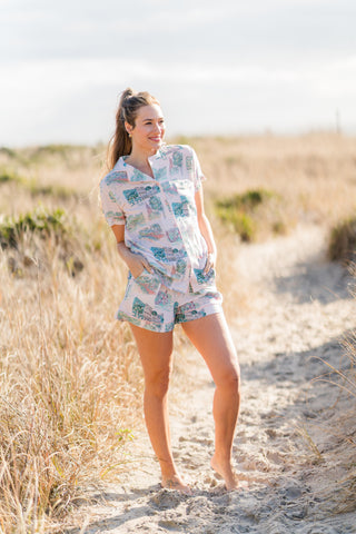 Charleston Scene Button Down Pajama Top