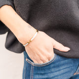Gold and Pearl Hinge Bangle Bracelet