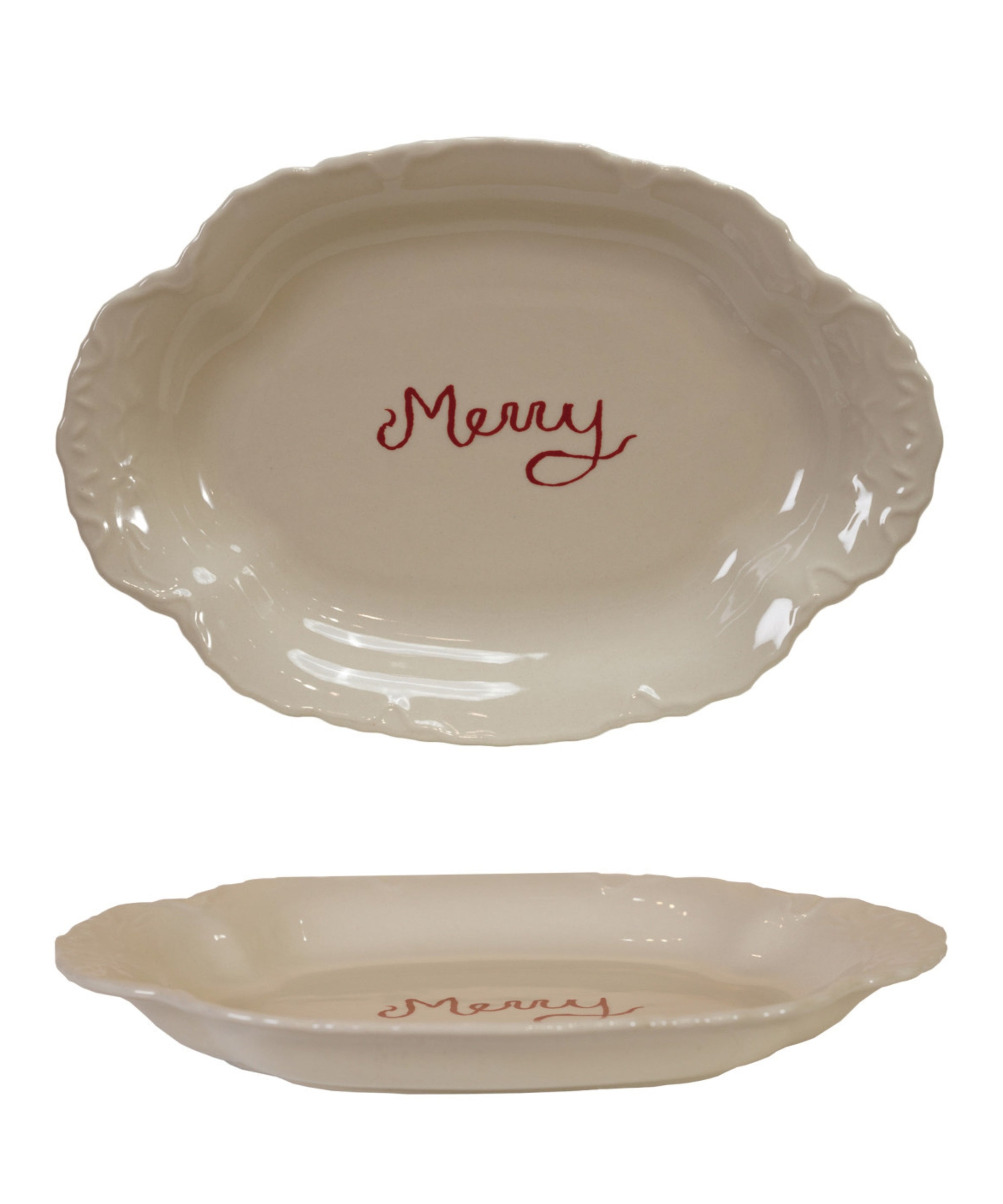 "Merry" Stoneware Scalloped Platter (detail view 2)