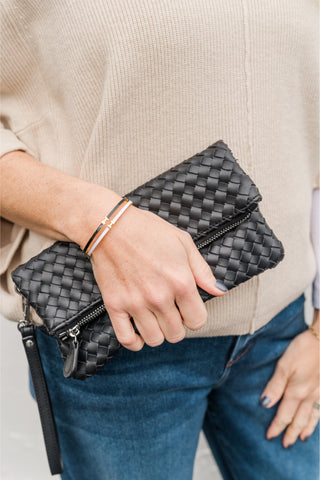 Thin Gold and Black Bangle Bracelet