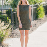 Structured Sleeveless Faux Suede Mini Dress