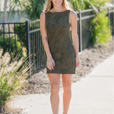 Structured Sleeveless Faux Suede Mini Dress