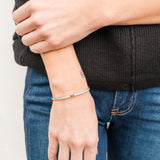 Thin Gold and Light Blue Bangle Bracelet – Stackable Light Blue & Gold Bangle (detail view 3)
