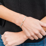 Thin Gold and Light Blue Bangle Bracelet – Stackable Light Blue & Gold Bangle (detail view 2)