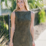 Structured Sleeveless Faux Suede Mini Dress