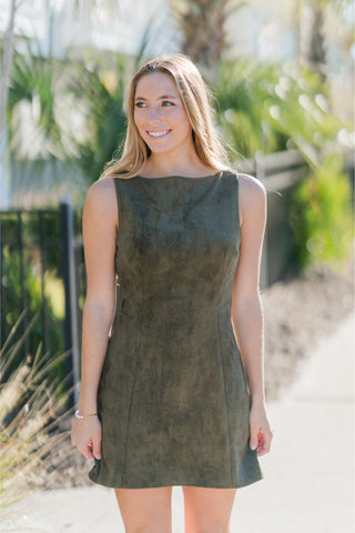 Structured Sleeveless Faux Suede Mini Dress