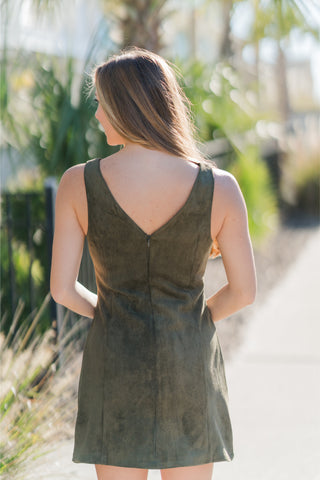 Structured Sleeveless Faux Suede Mini Dress