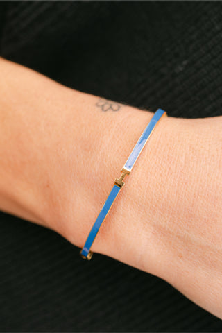 Thin Gold and Royal Blue Bangle Bracelet