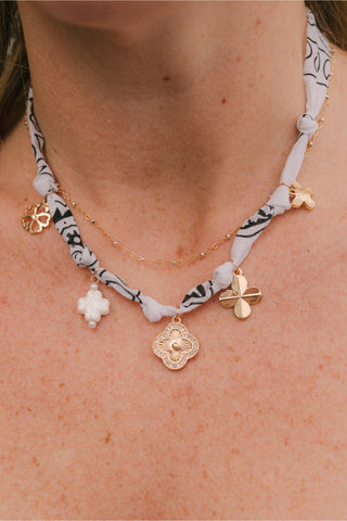 Clover Multi Charm Scarf Choker